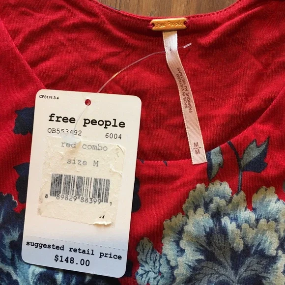 NWT FREE PEOPLE Midnight Garden Red Floral Maxi Dress - Picture 4 of 14